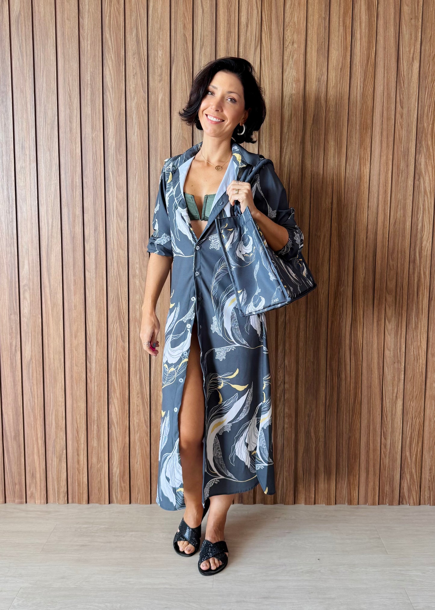 Chemise Estampa Botânica - Collab Mai Style & Lanó
