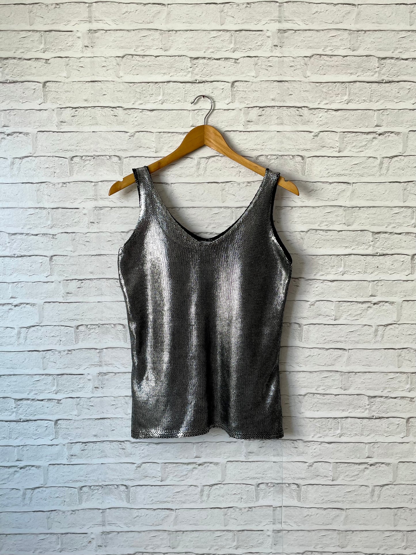 Blusa Regata Tricot Metalizado - Prateada