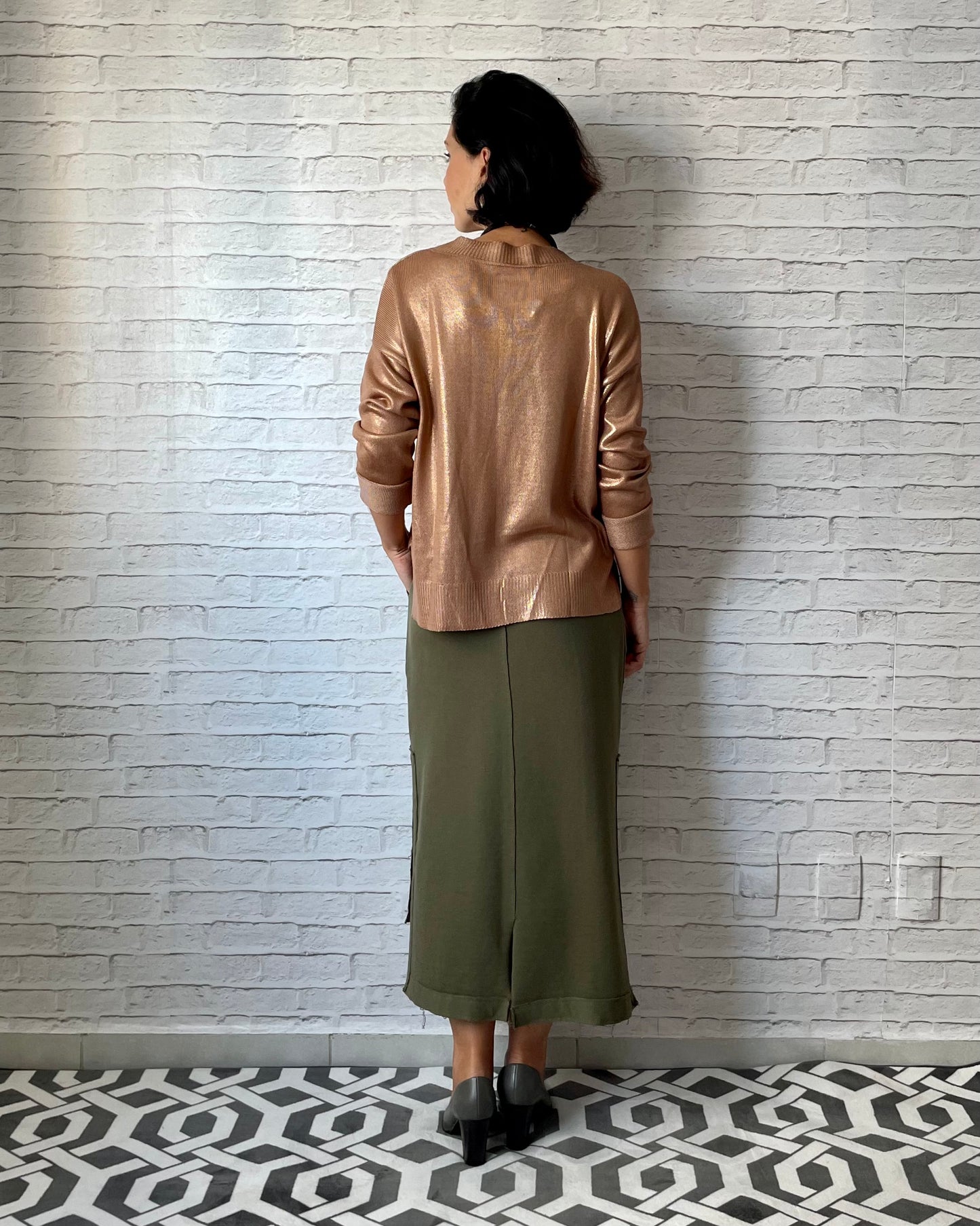 Blusa Tricot Metalizado - Dourada
