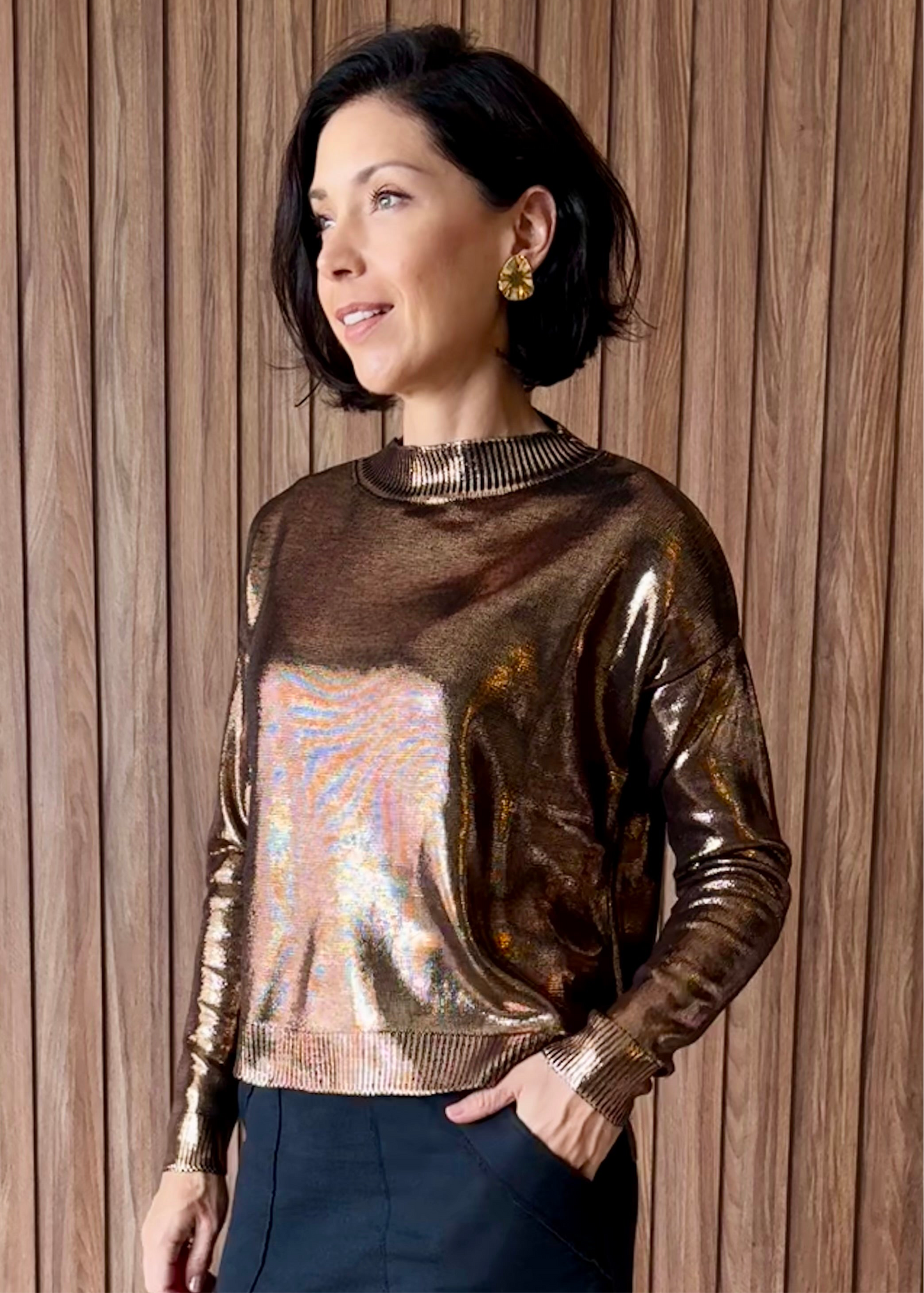 Blusa Tricot Metalizado - Cobre