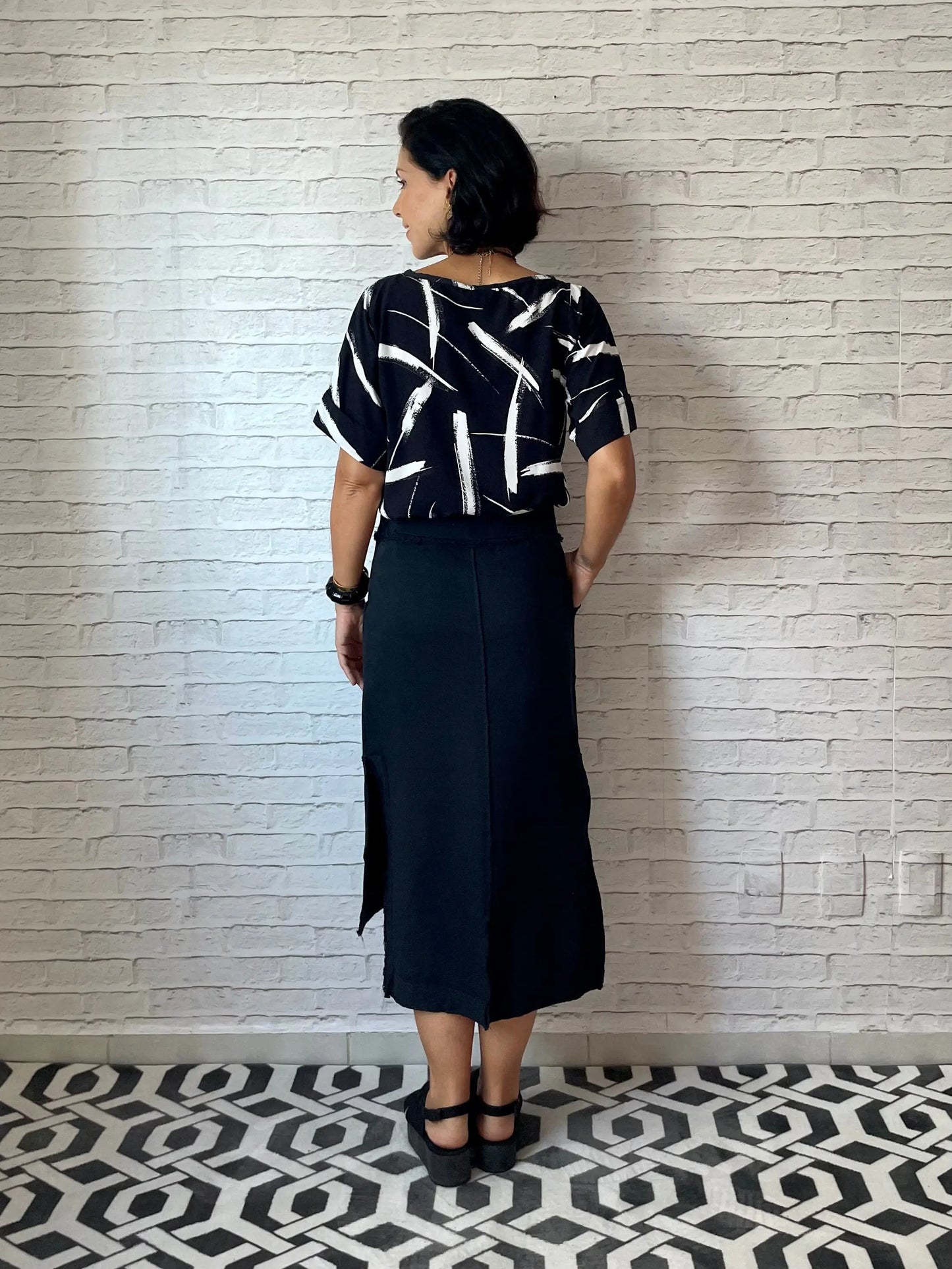 Blusa Social Pinceladas PB - Maira da Mai Style