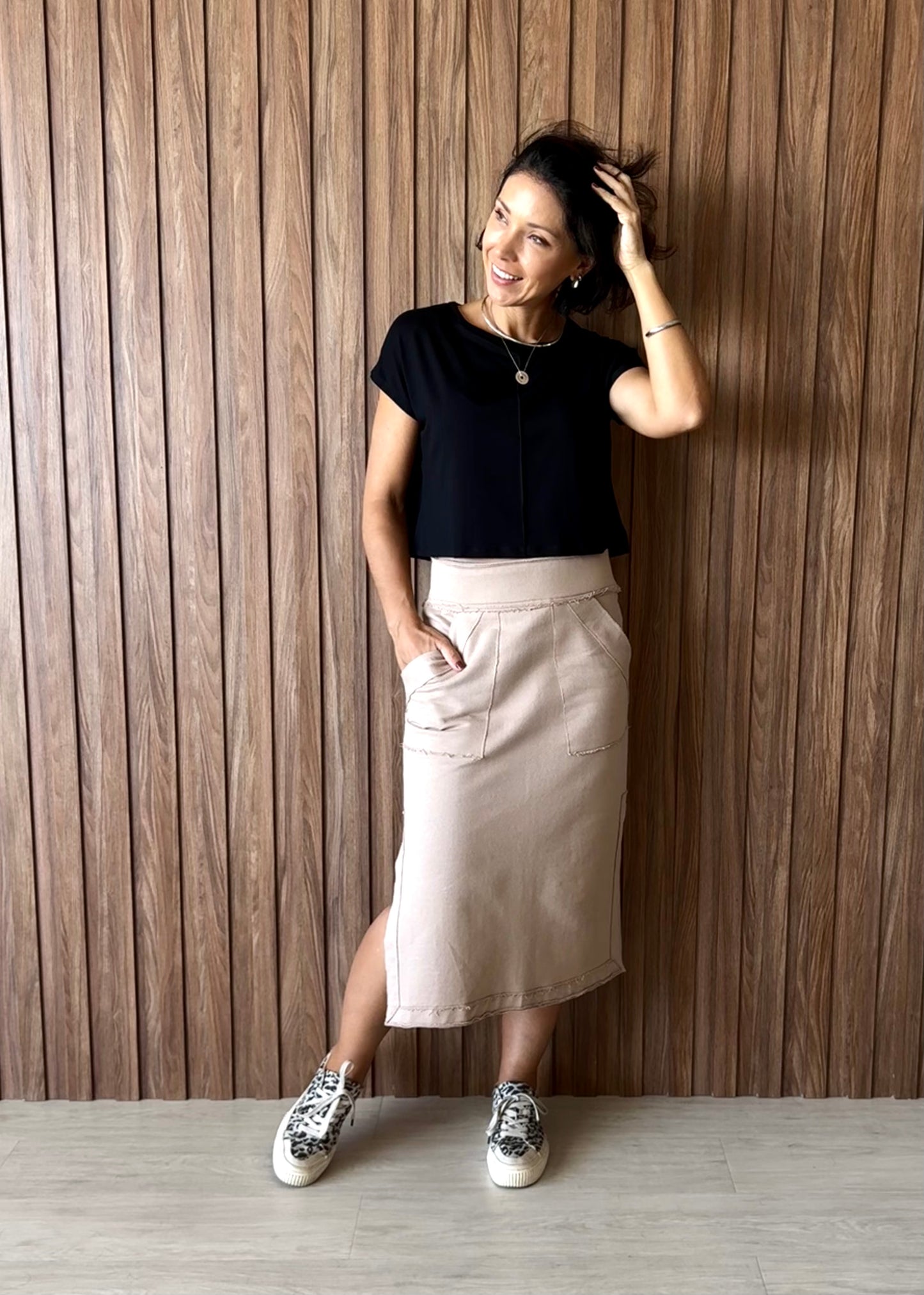 Blusa Delícia Cropped em Viscolycra Preta