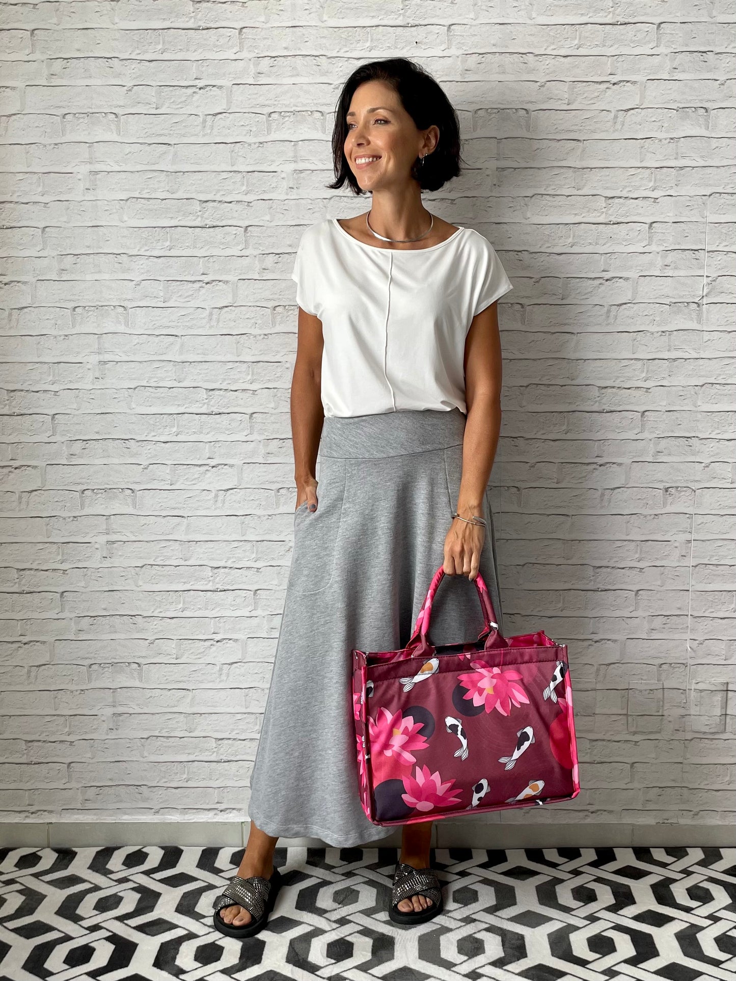 Saia Rodada Moletom com bolsos (Cinza Mescla)