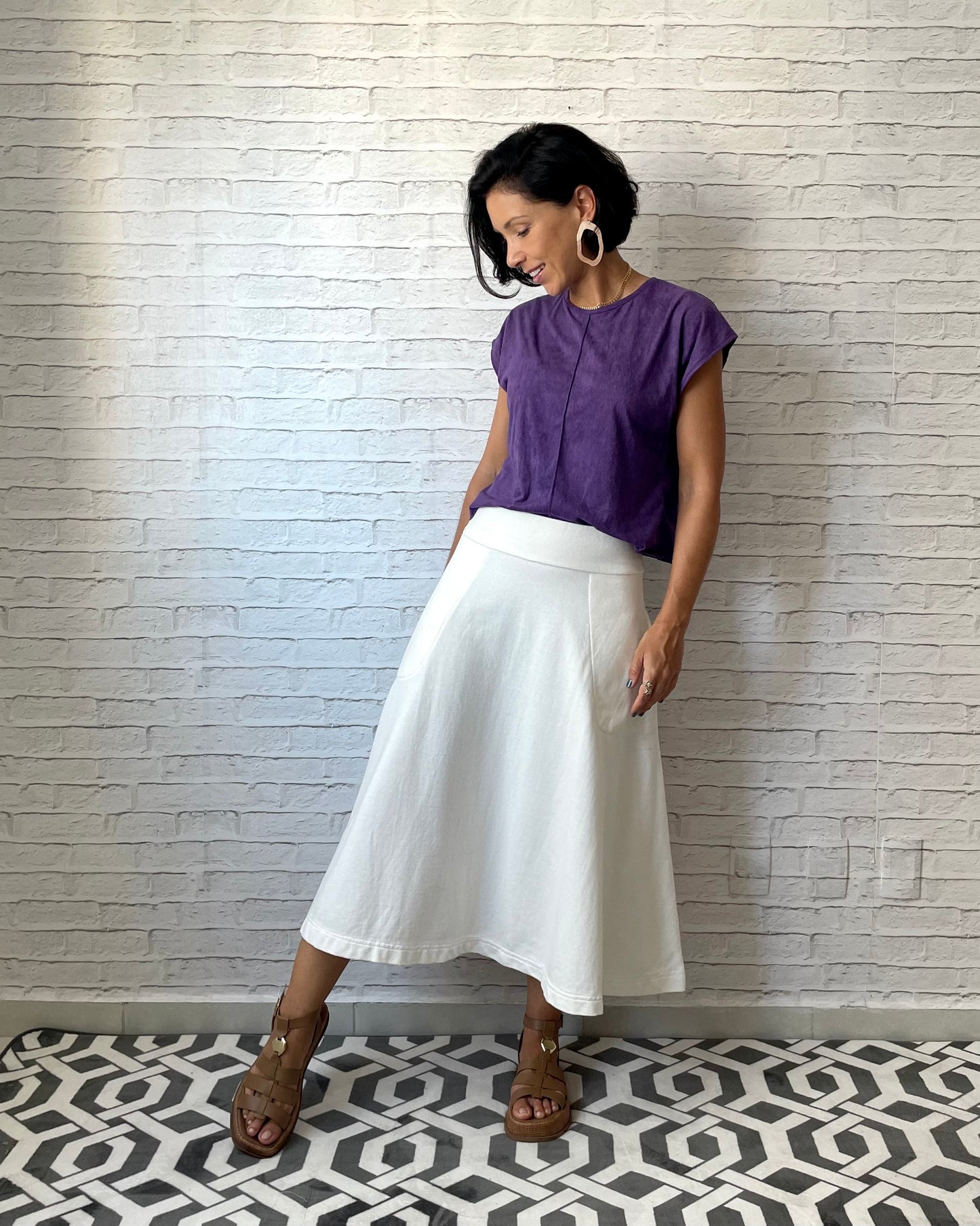 Blusa Básica Delícia em Suede roxa