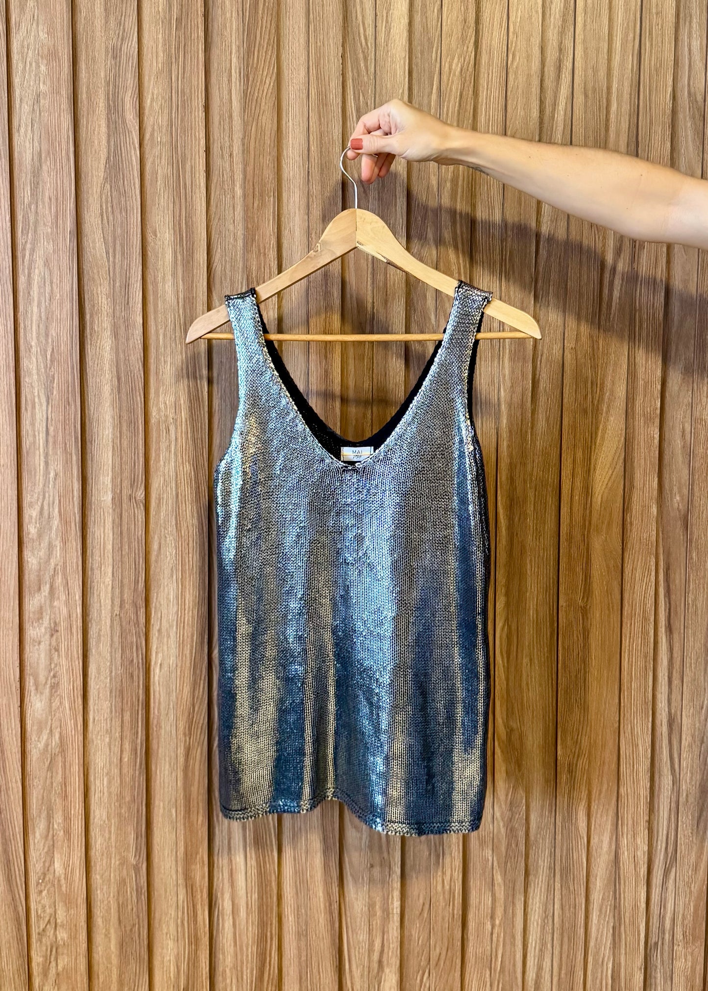 Regata Tricot Metalizado - Prateada
