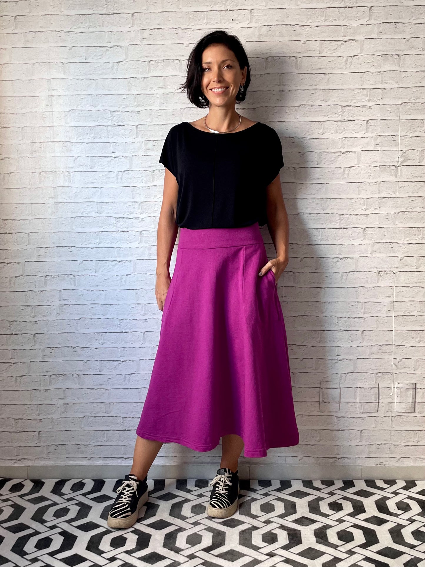 Saia Rodada Moletom com bolsos (Violeta)