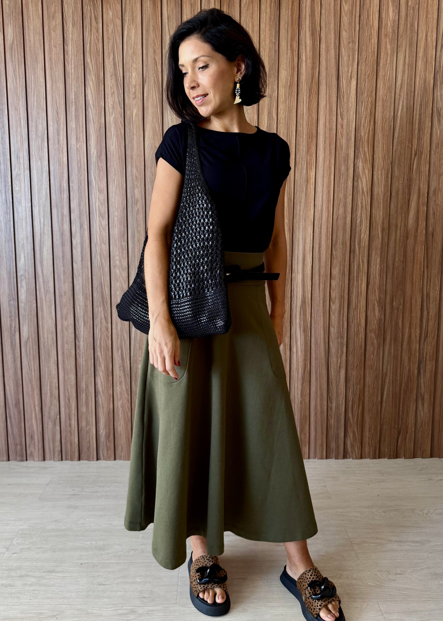 Bolsa em Tricô Metalizado Preto