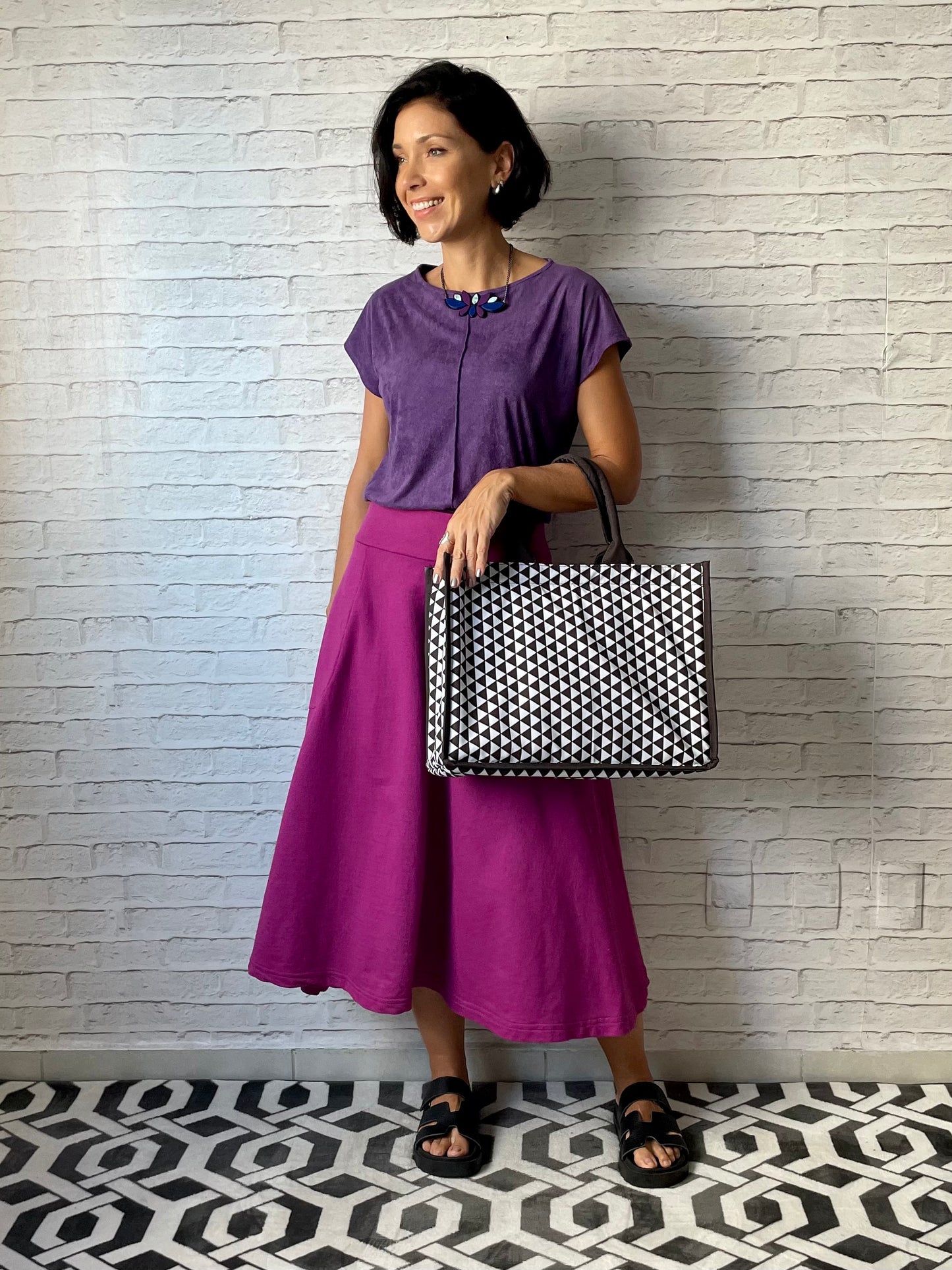 Saia Rodada Moletom com bolsos (Violeta)