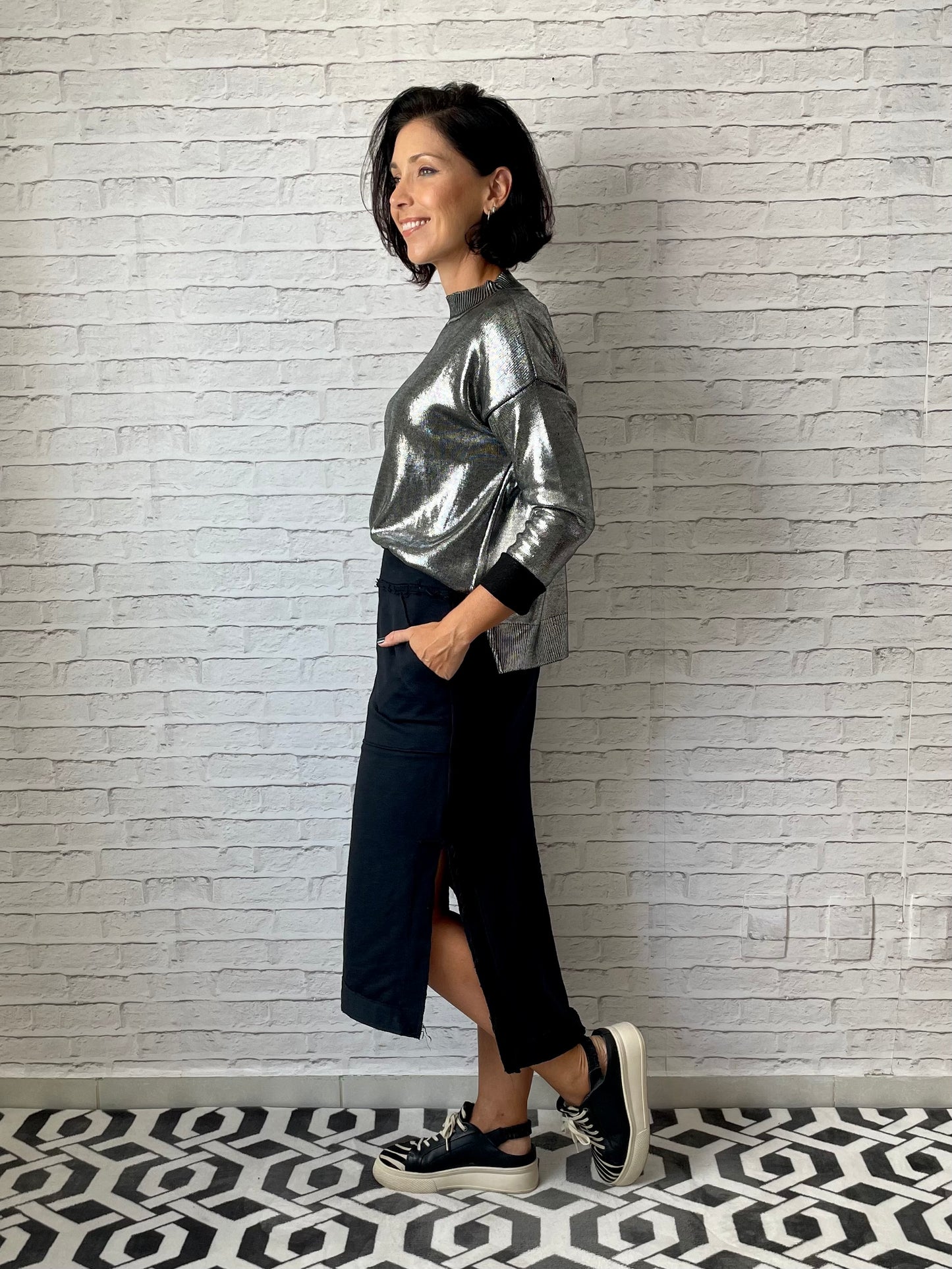 Blusa Tricot Metalizado - Prateada