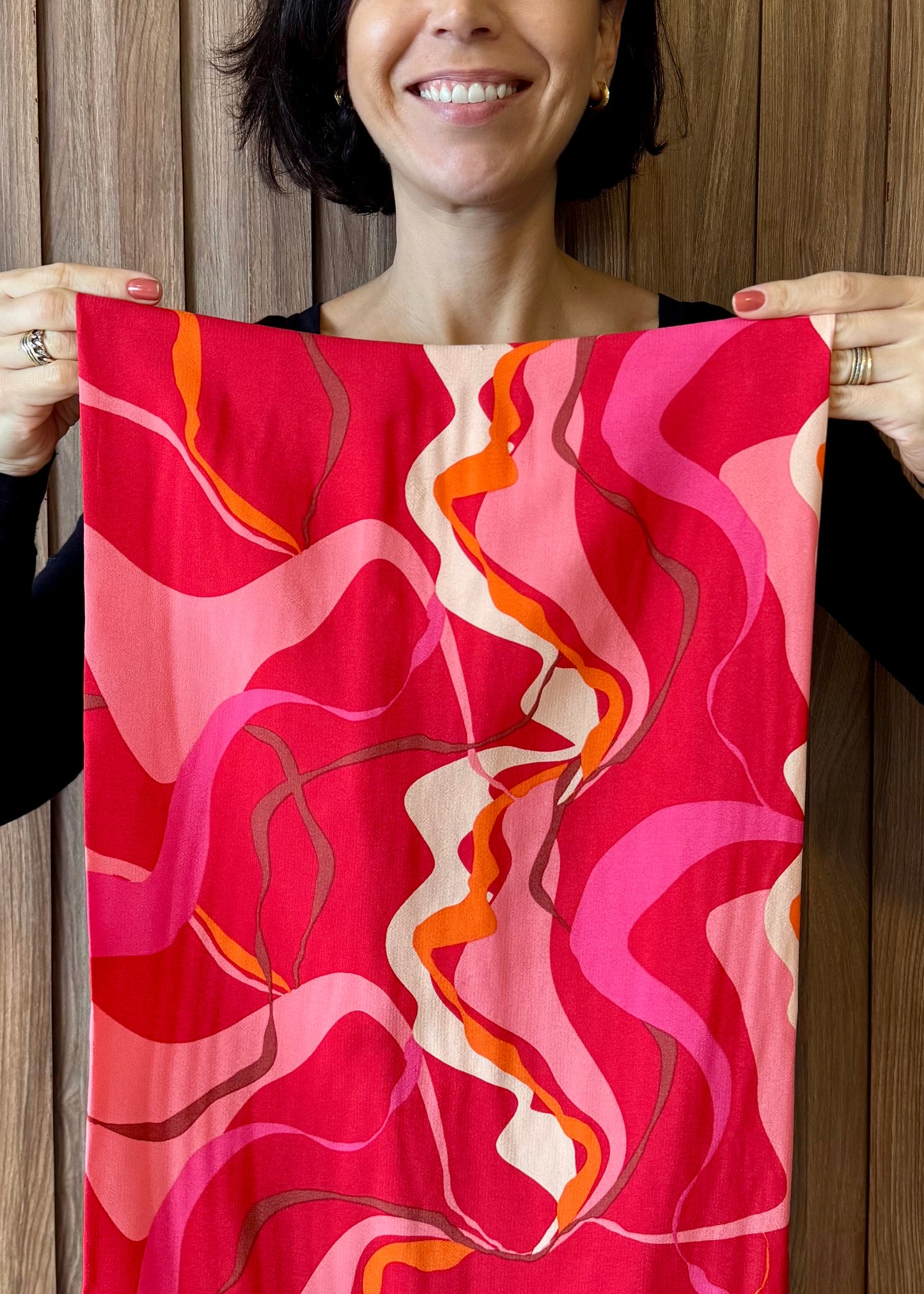 Gola em Viscose Estampada - Pintura Rosa