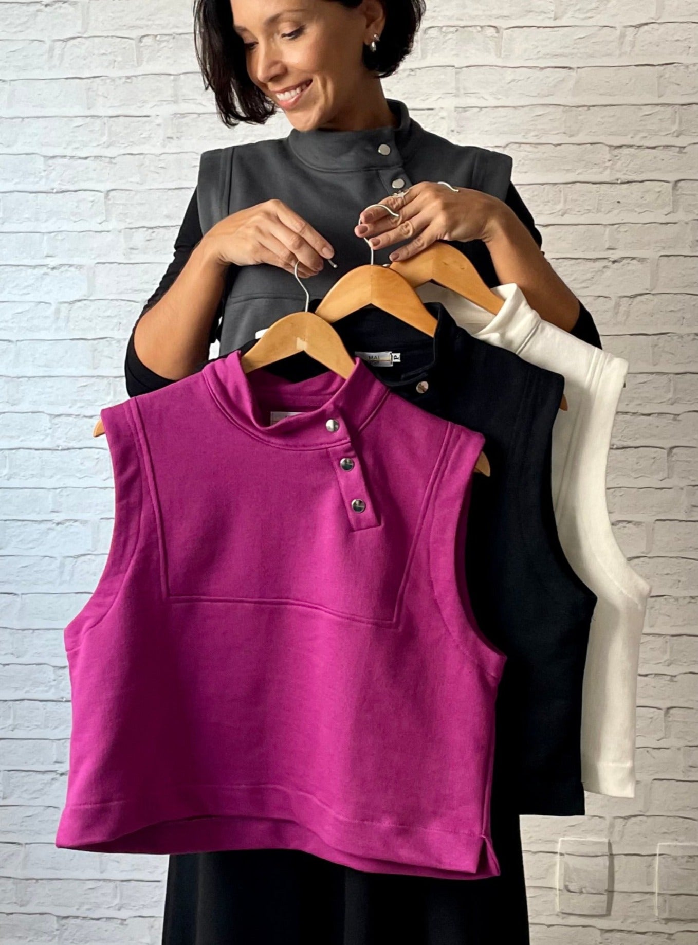 Colete Moletom com botões - Cinza Chumbo