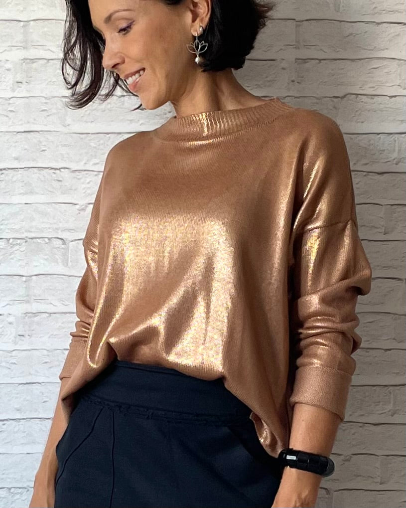 Blusa Tricot Metalizado - Dourada