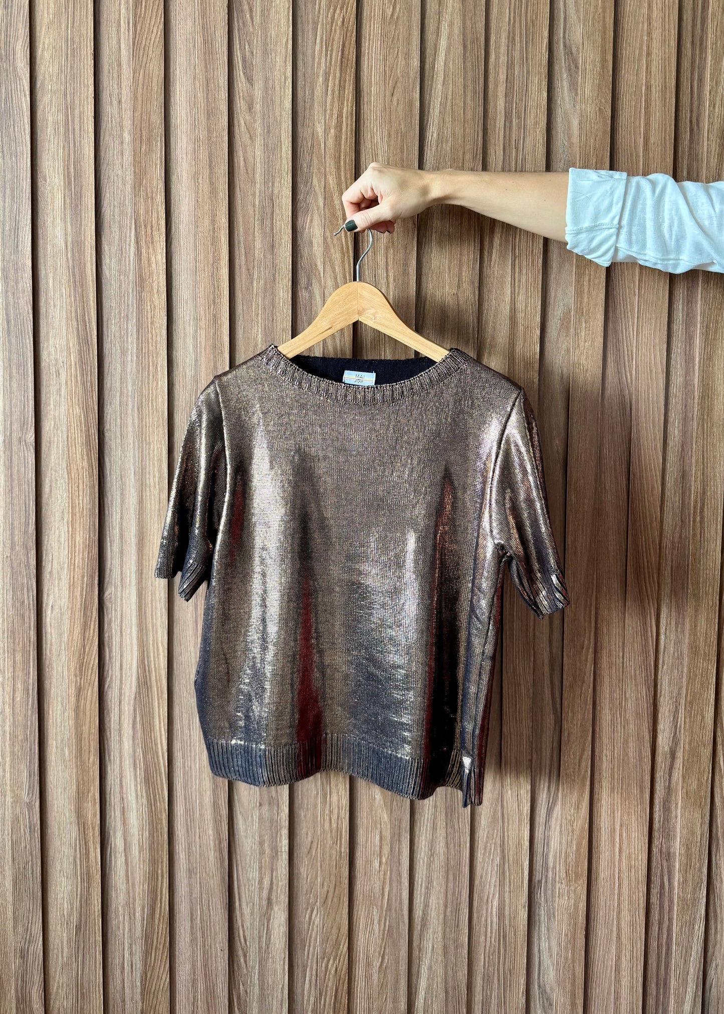 Camiseta Tricot Metalizado - Cobre
