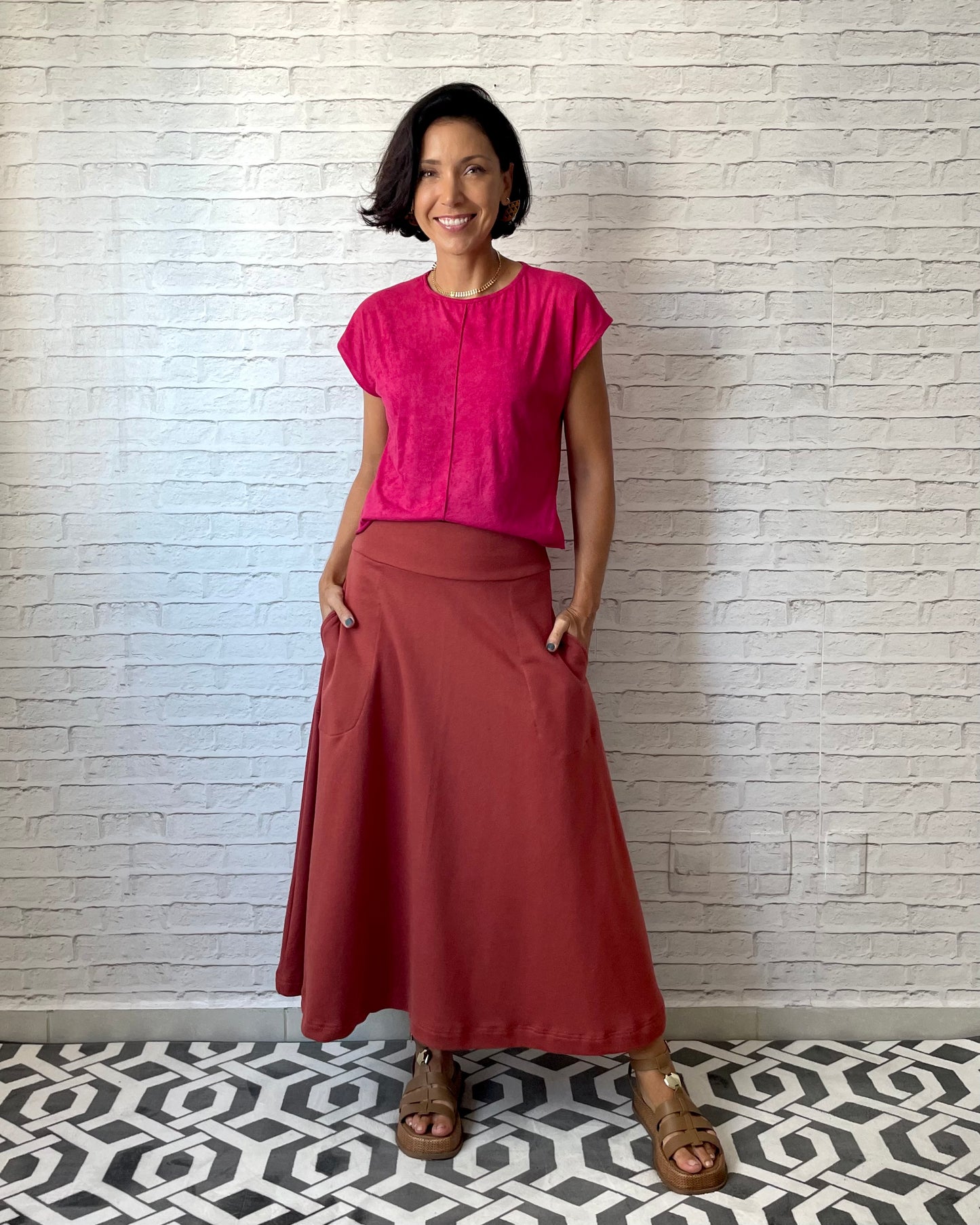 Blusa Delícia em Suede Cereja