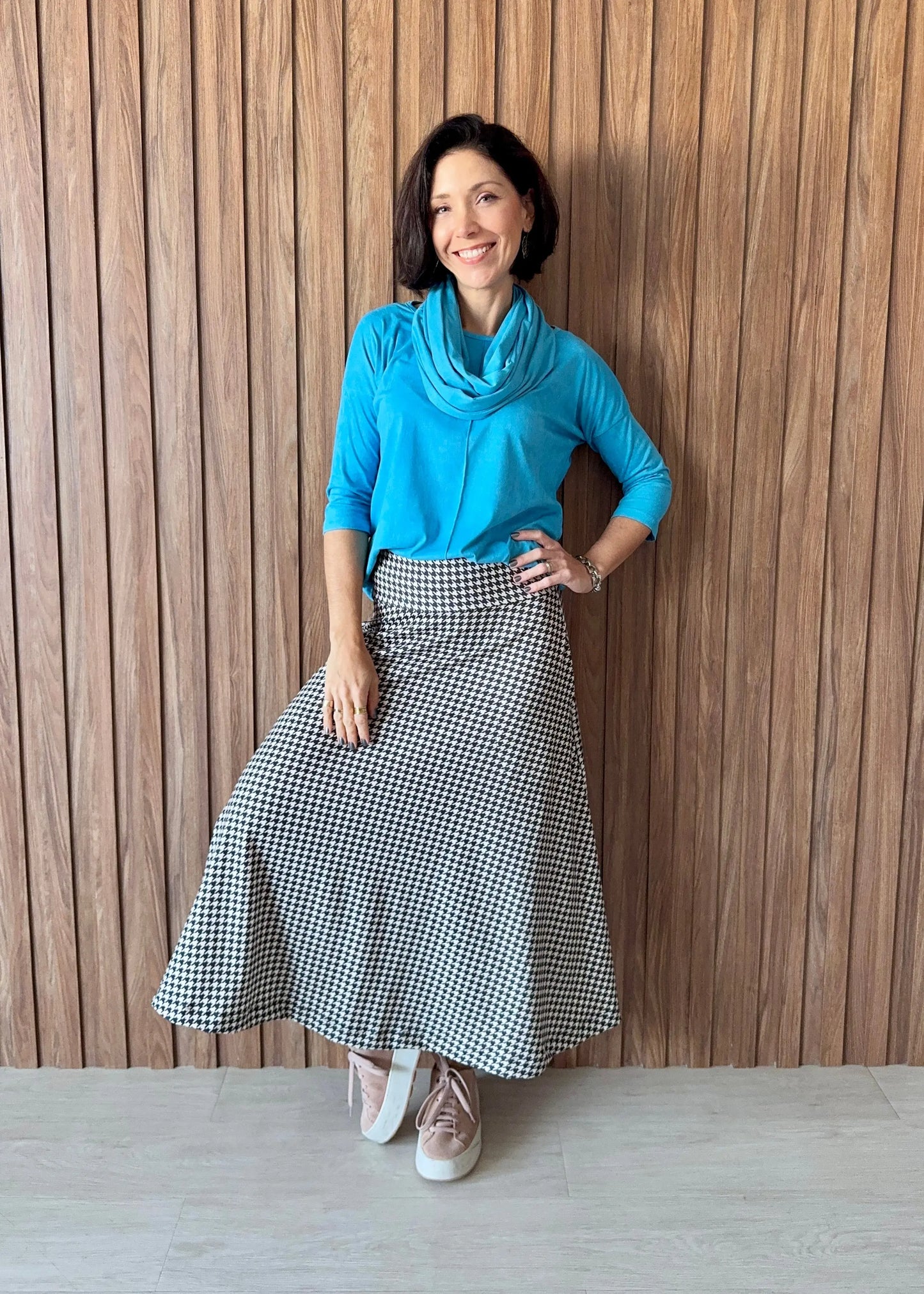 Blusa delícia manga 3/4 em suede - Azul Riviera - Maira da Mai Style