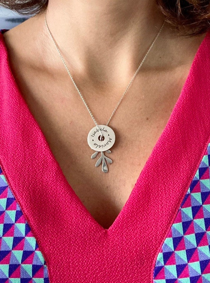 Conjunto Proteção: corrente com Pingente Personalizável + Pingente Arruda (em PRATA 925)