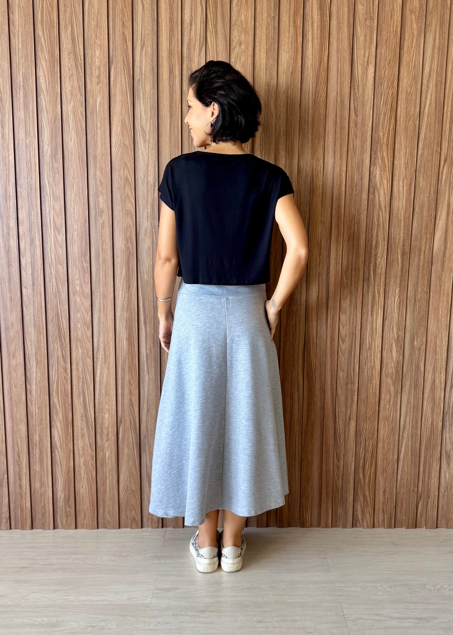 Blusa Delícia Cropped em Viscolycra Preta