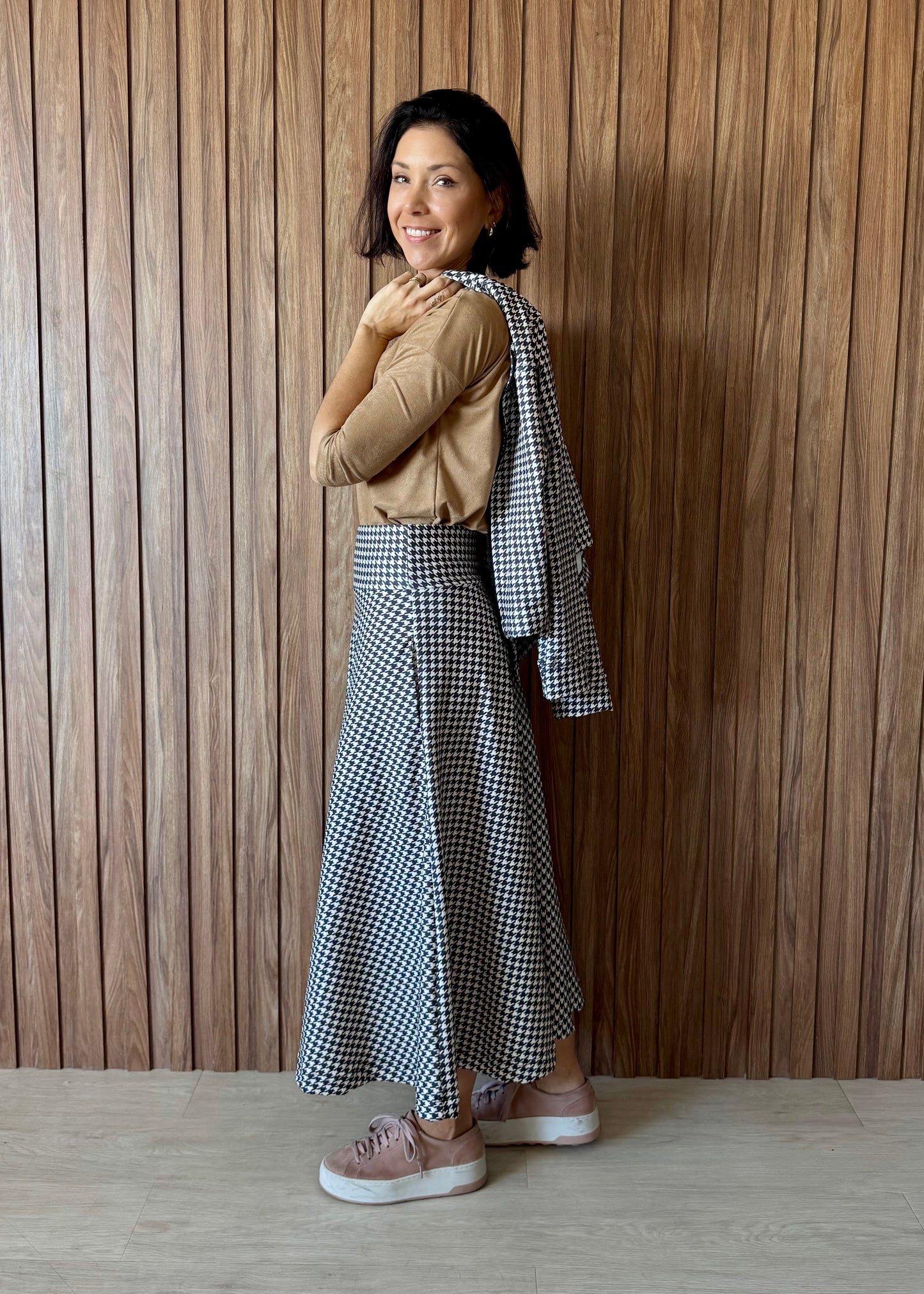 Jaqueta em Moletinho Estampado - Pied de Poule