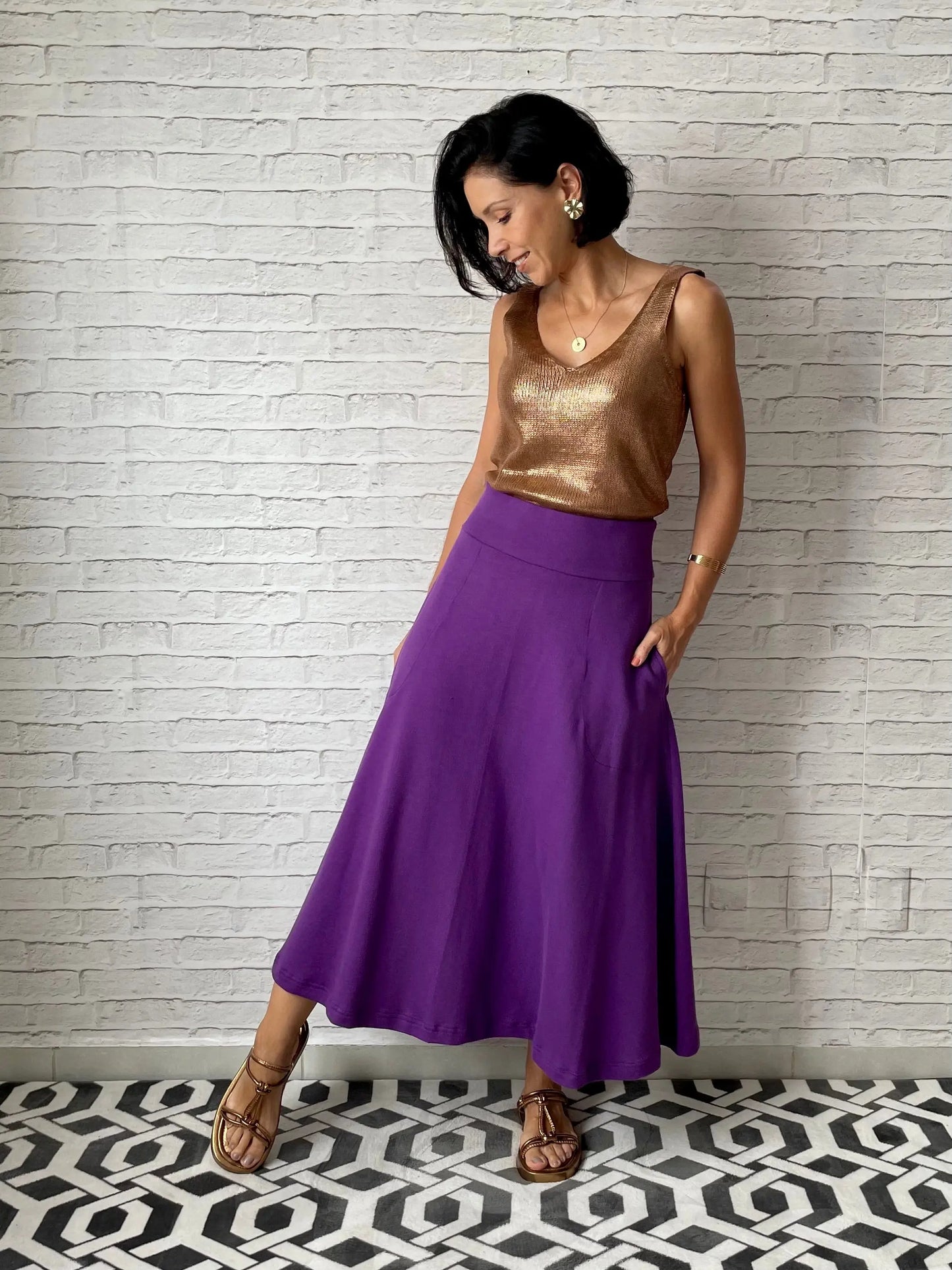 Regata Tricot Metalizado - Dourado - Maira da Mai Style