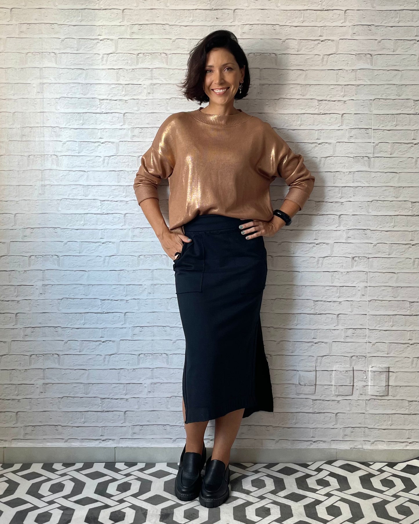 Blusa Tricot Metalizado - Dourada
