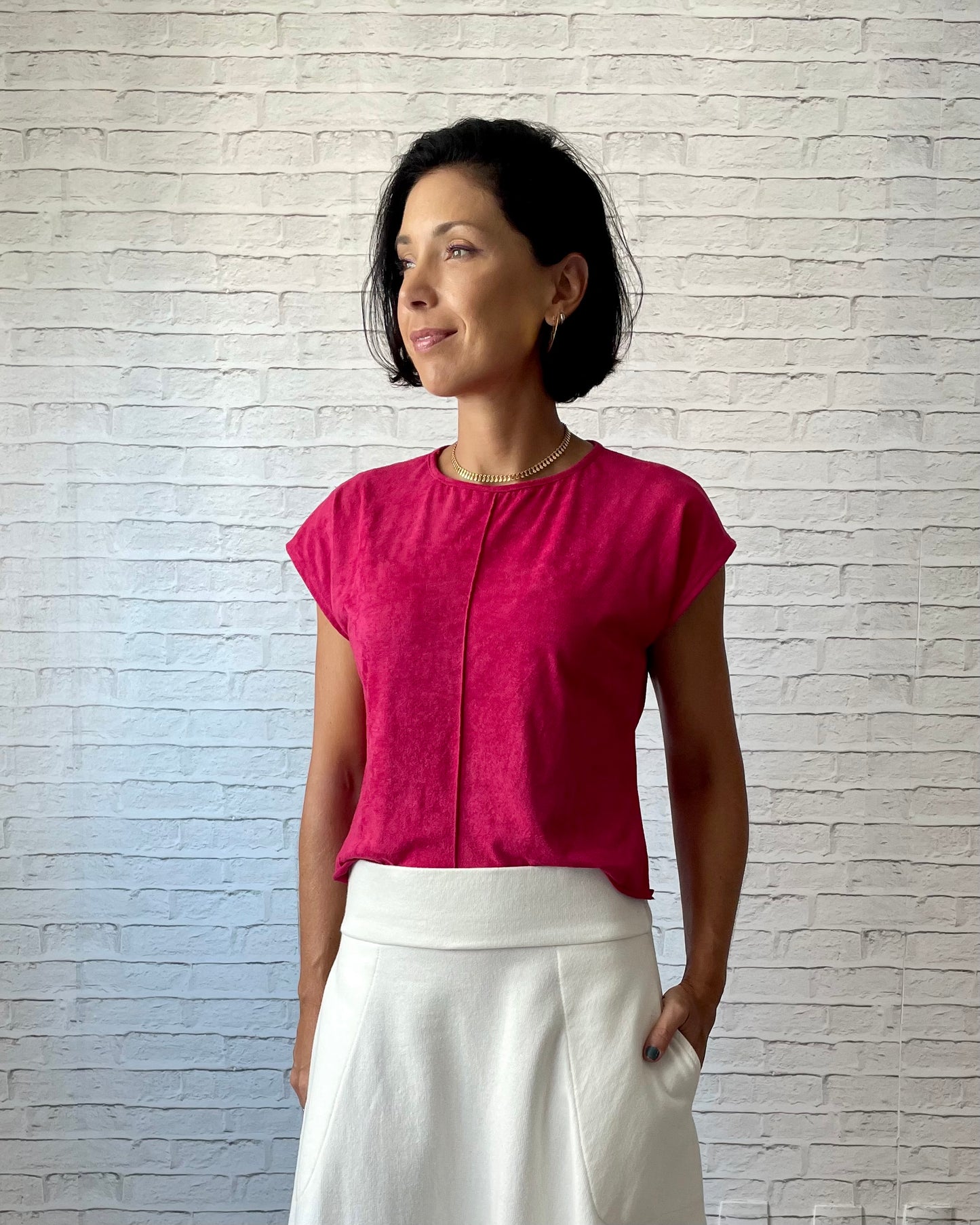Blusa Delícia em Suede Cereja