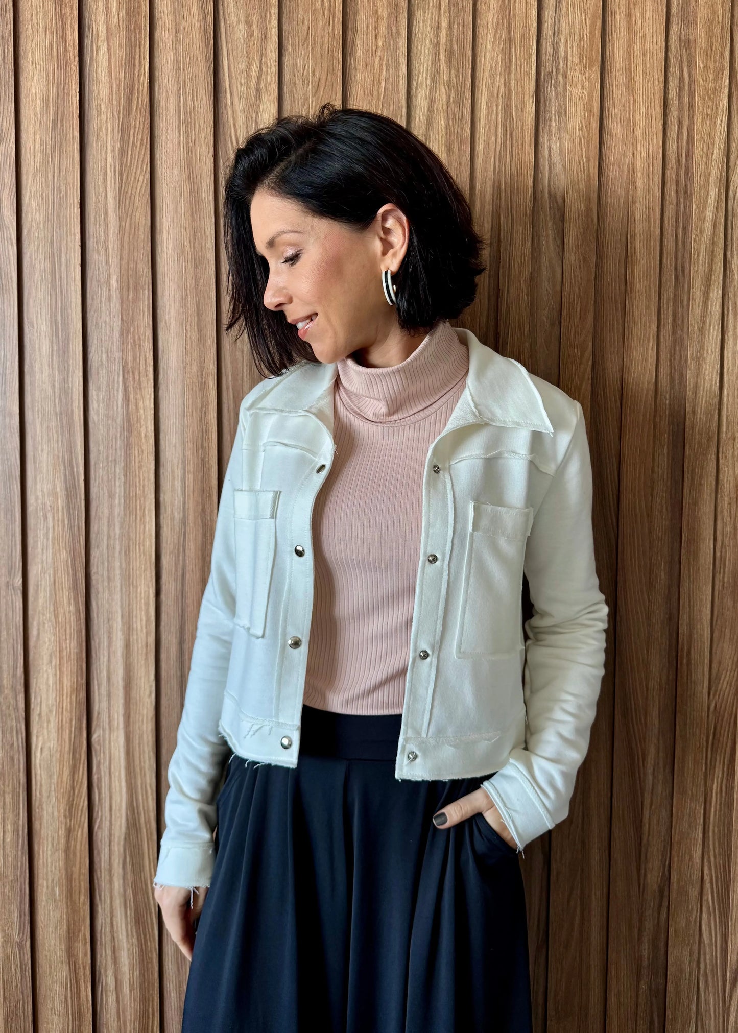 Jaqueta em Moletom - Off White - Maira da Mai Style