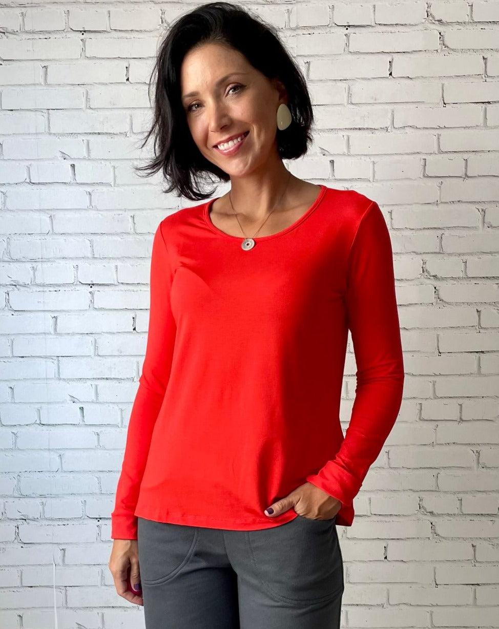 Blusa Básica Manga Longa Luvinha - Coral