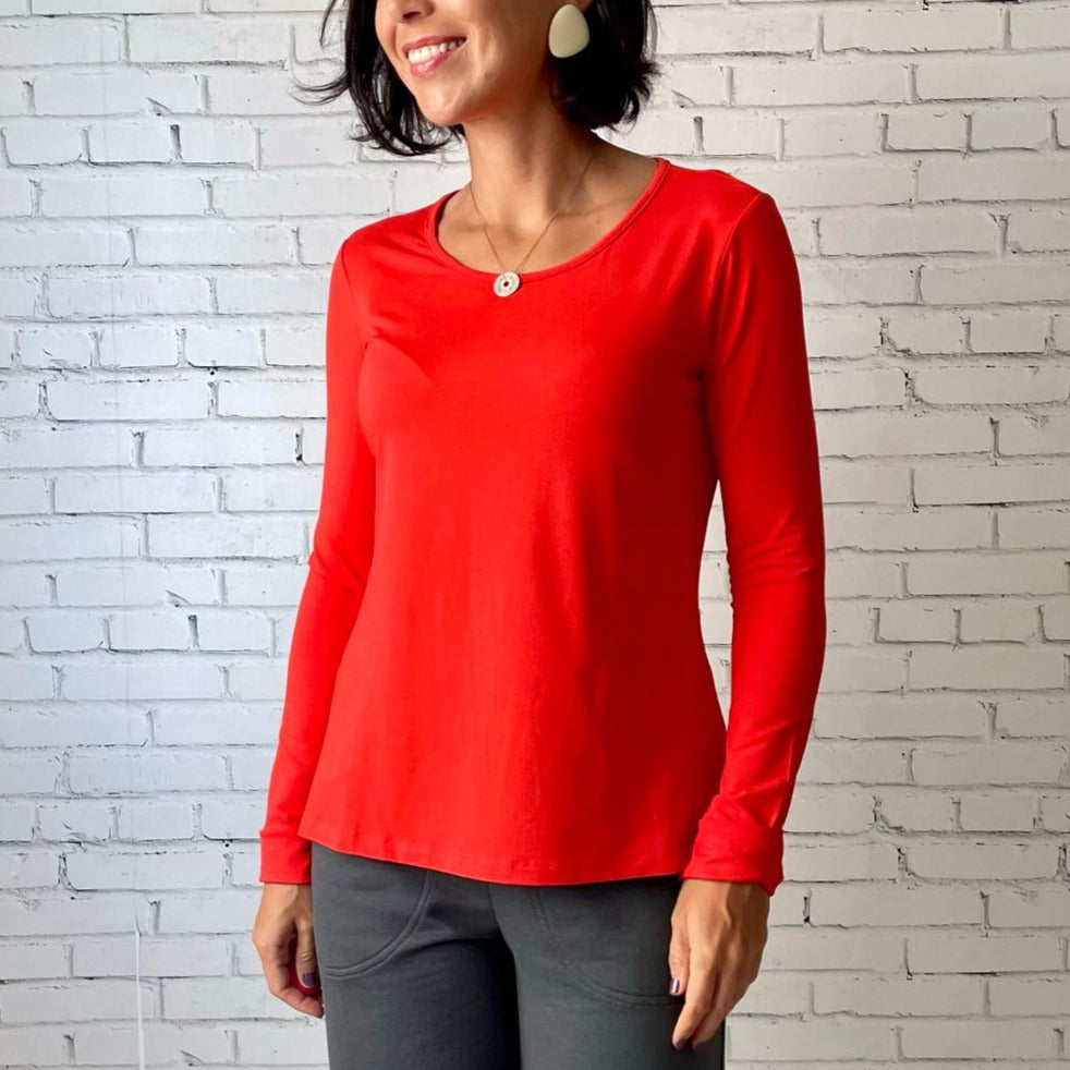 Blusa Básica Manga Longa Luvinha - Coral