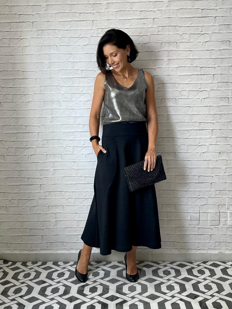 Blusa Regata Tricot Metalizado - Prateada