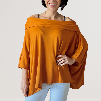 Blusa Golão Oversized em Suede Ecológico - Ocre