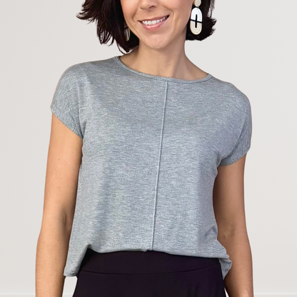 Blusa Básica Delícia em Viscolycra (Cinza Mescla)