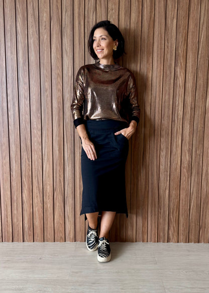 Blusa Tricot Metalizado - Cobre