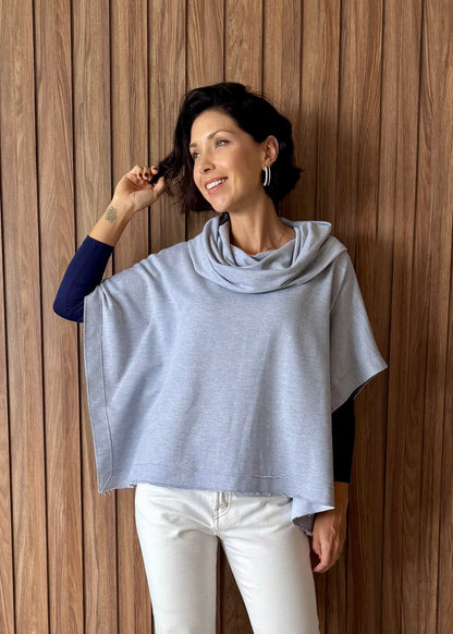 Poncho Reto de Moletom (Cinza Mescla)
