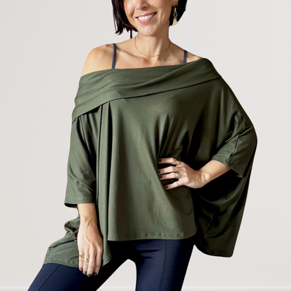 Blusa Golão Oversized em Suede Ecológico - Verde Militar