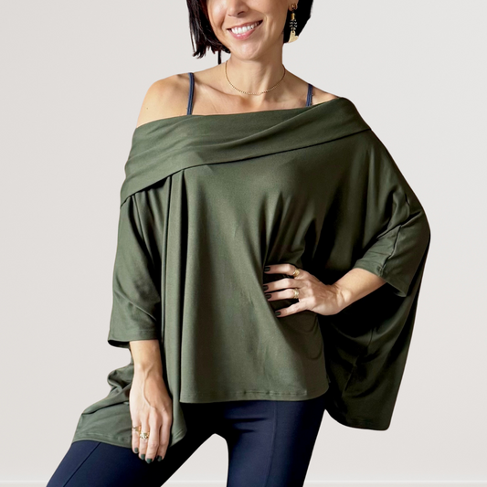Blusa Golão Oversized em Suede Ecológico - Verde Militar