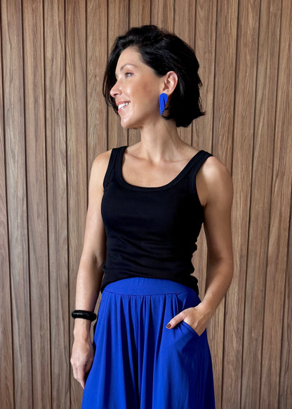 Regata Canelada Decote Redondo - Preta