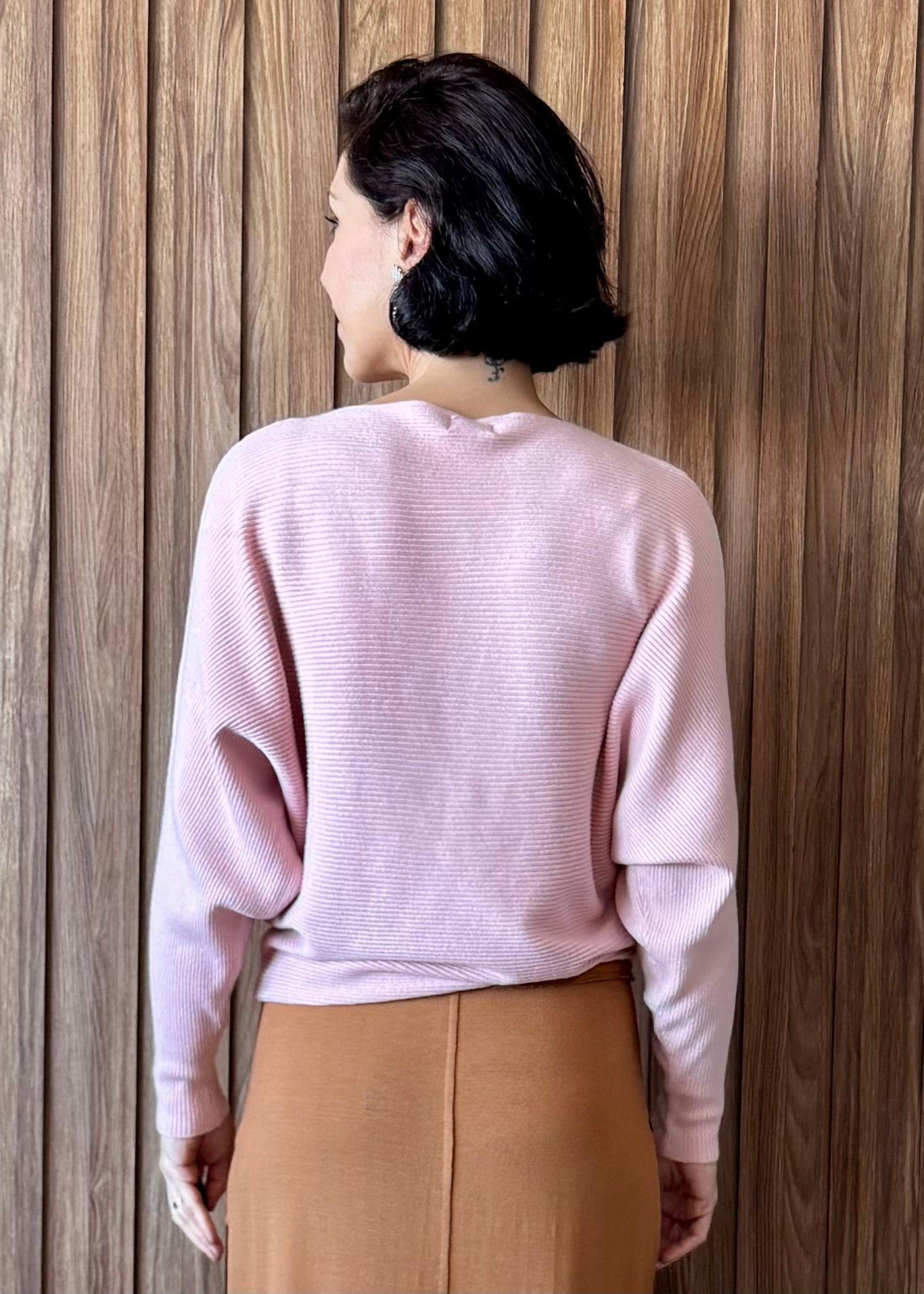 Blusa Tricô manga morcego - Rosa