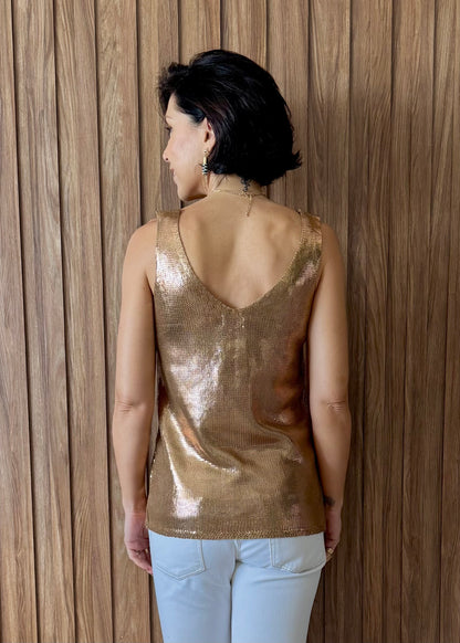 Regata Tricot Metalizado - Dourado