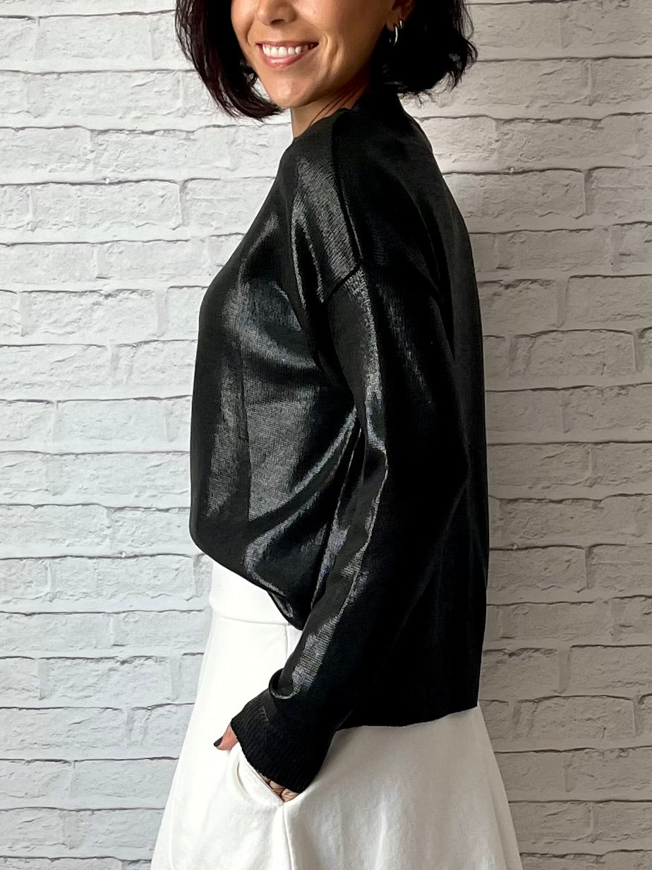 Blusa Tricot Metalizado - Preto