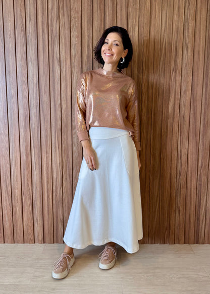 Blusa Tricot Metalizado - Dourada