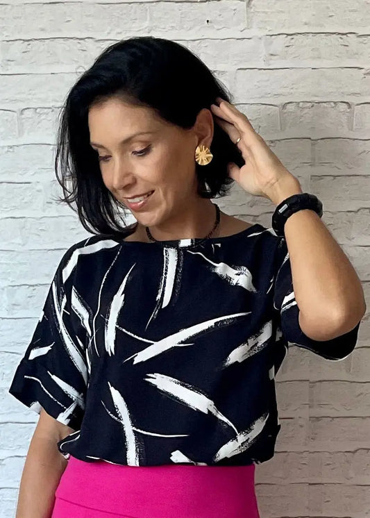 Blusa Social Pinceladas PB - Maira da Mai Style