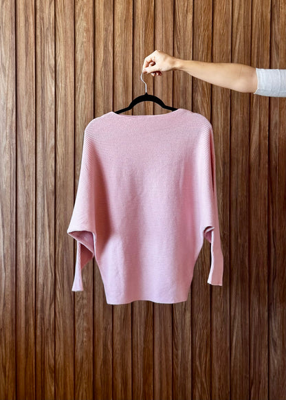 Blusa Tricô manga morcego - Rosa