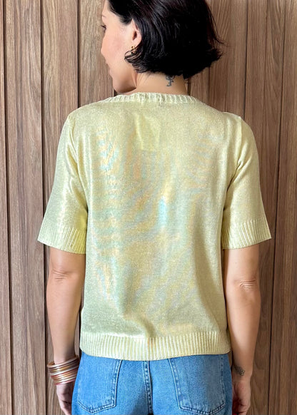Camiseta Tricot Metalizado - Amarelo Candy
