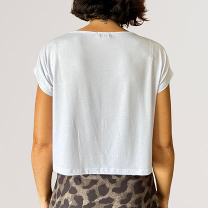 Blusa Delícia Cropped em Viscolycra Branca