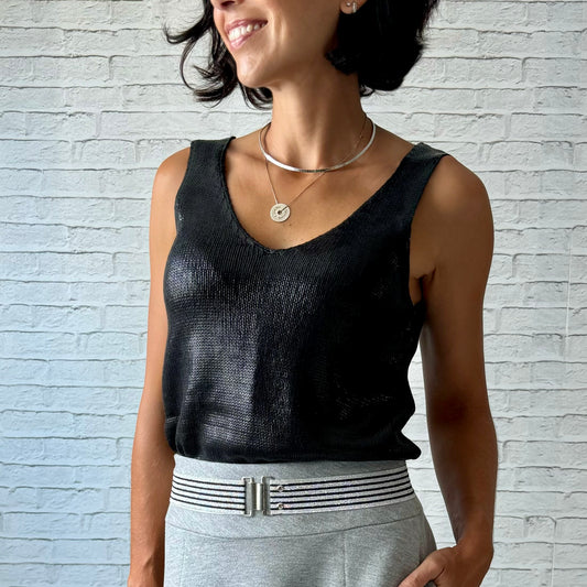 Regata Tricot Metalizado - Preta