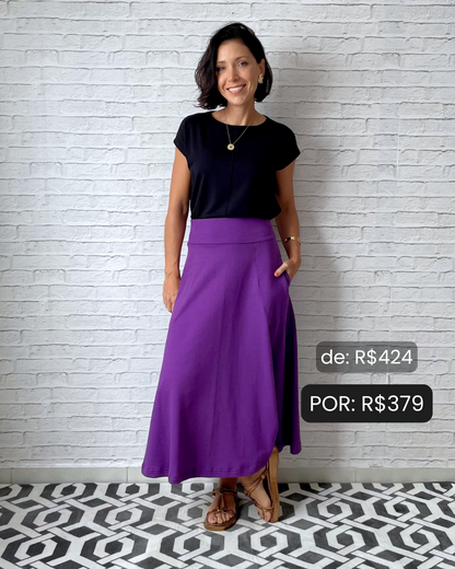 Blusa Delícia Preta + Saia Rodada Roxo Vivo - De R$424 por:
