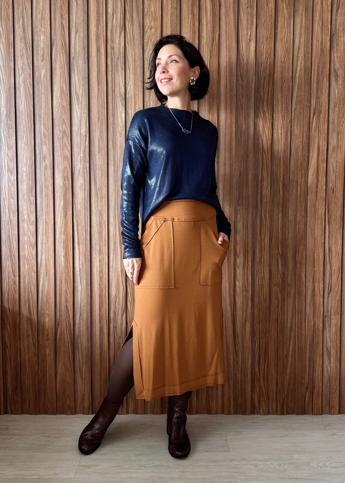 Blusa Tricô Metalizado - Azul