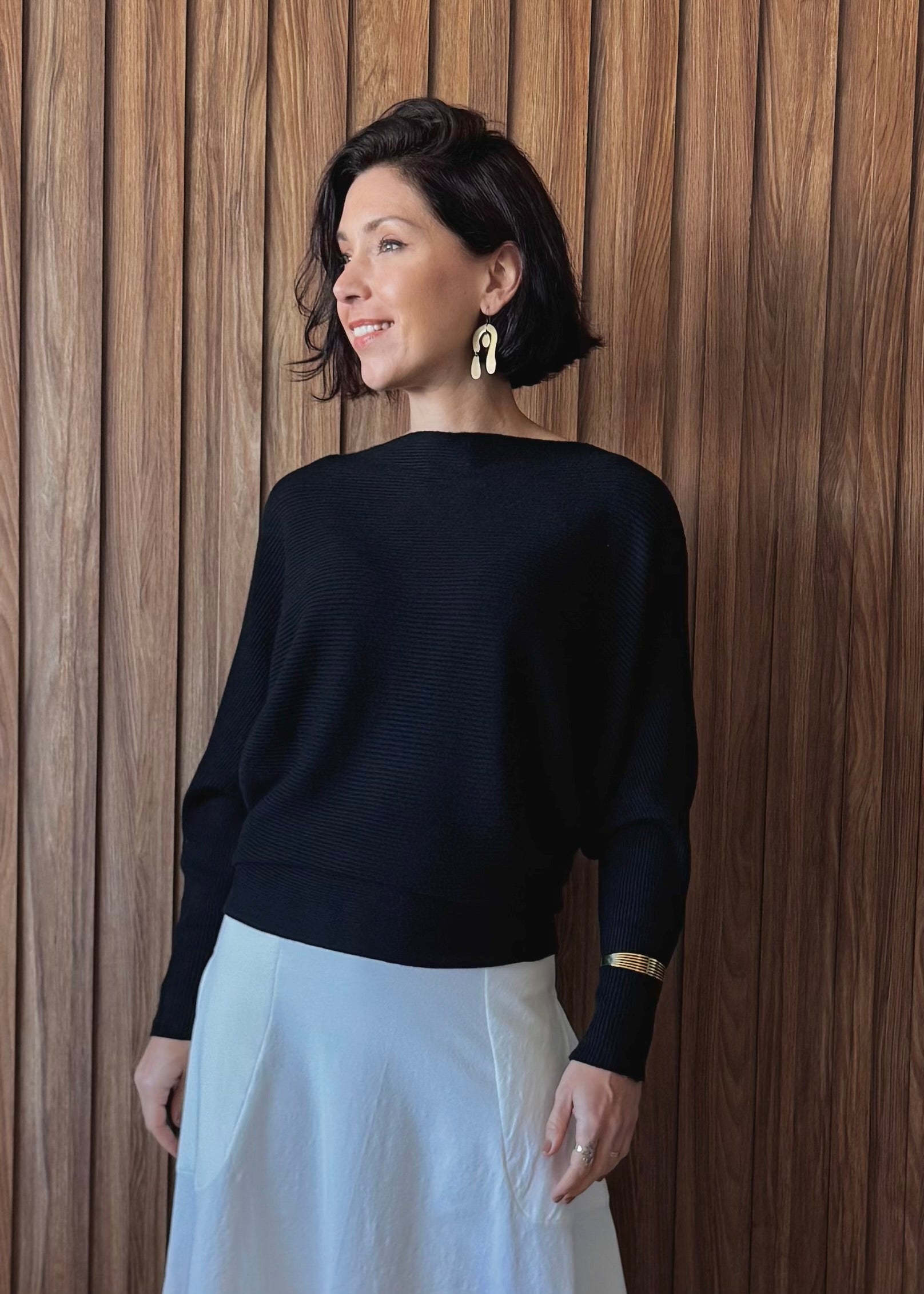 Blusa Tricô manga morcego - Preta