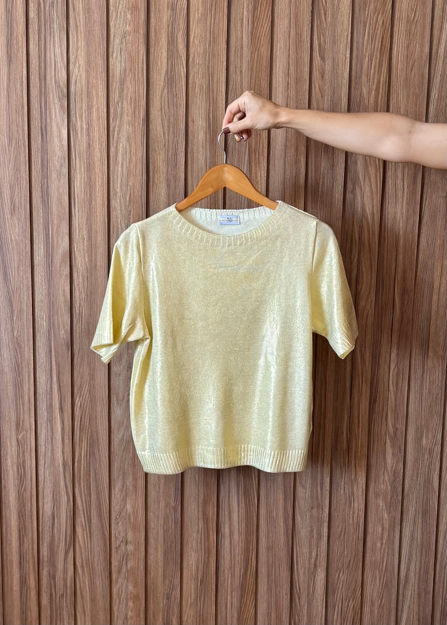 Camiseta Tricot Metalizado - Amarelo Candy