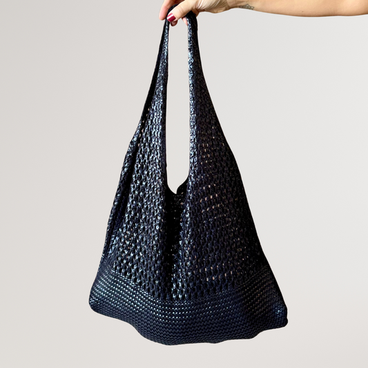 Bolsa em Tricô Metalizado Preto